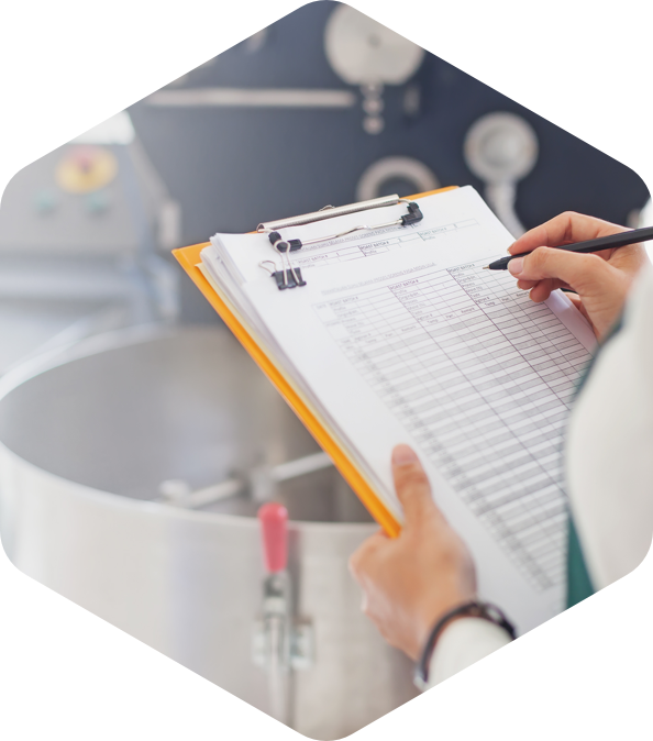 Completing a test report in a laboratory